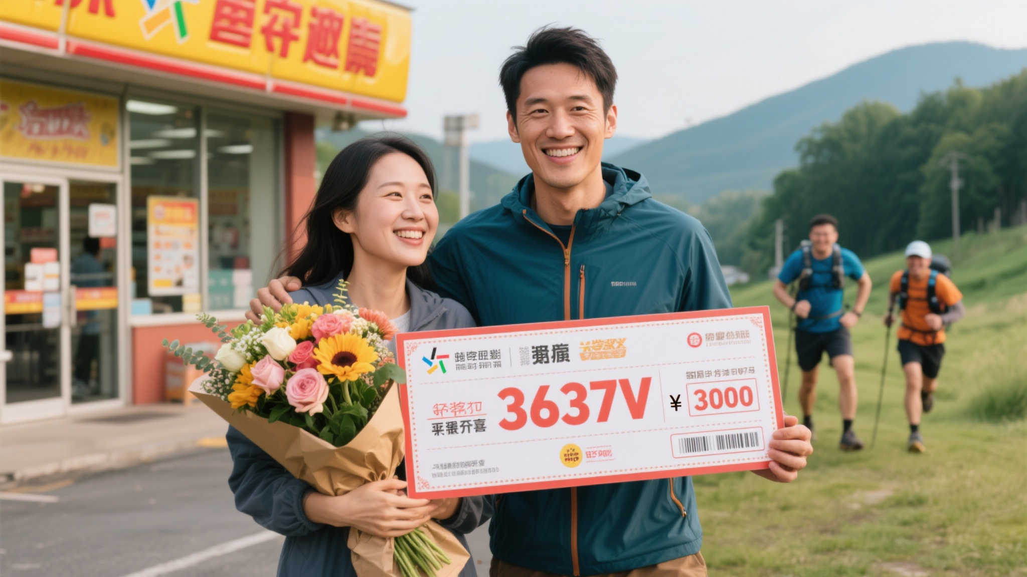 户外运动爱好者购彩娱乐中3637万 贴心为妻子献上鲜花